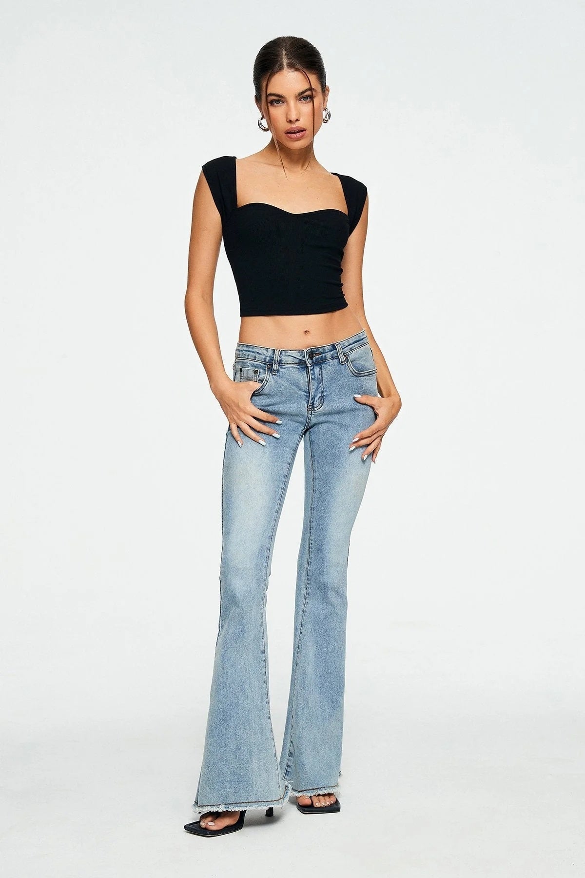 Damen Sommer Mode Crop Top Sweetheart gerippt Ärmellos - NDY