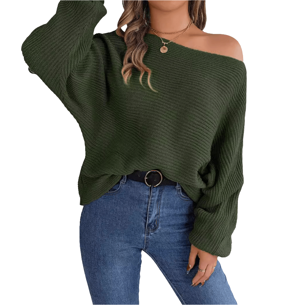Lässiger, lockerer, einfarbiger Pullover - NDY