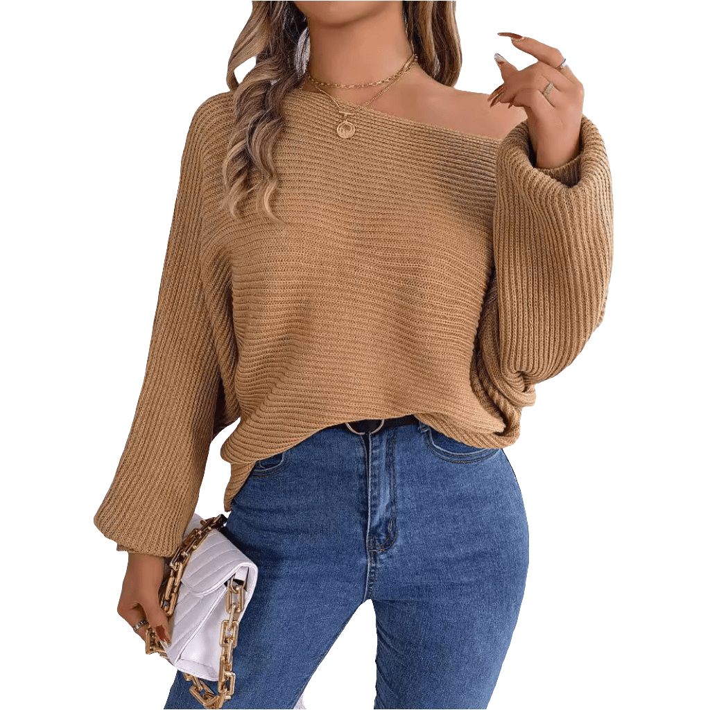 Lässiger, lockerer, einfarbiger Pullover - NDY