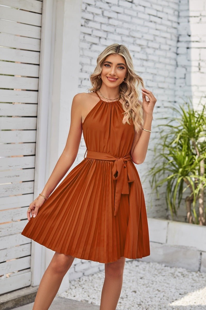 Ärmelloses Kleid für Damen Plissee Rock Sommerkleid - NDY