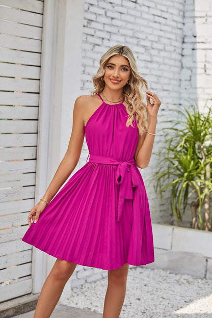 Ärmelloses Kleid für Damen Plissee Rock Sommerkleid - NDY