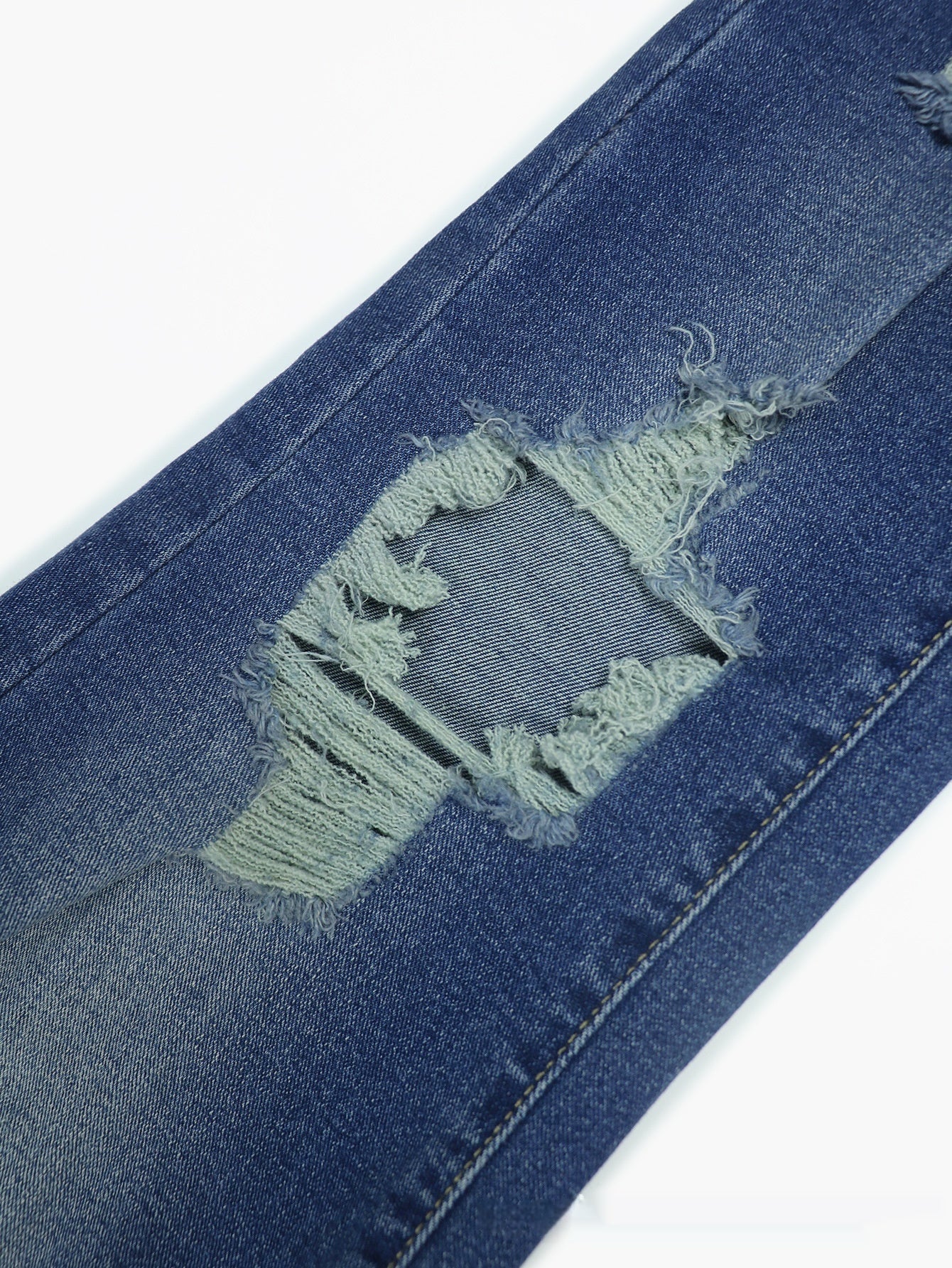 Dunkelblaue enge High Waist Ripped Jeans Damen - NDY
