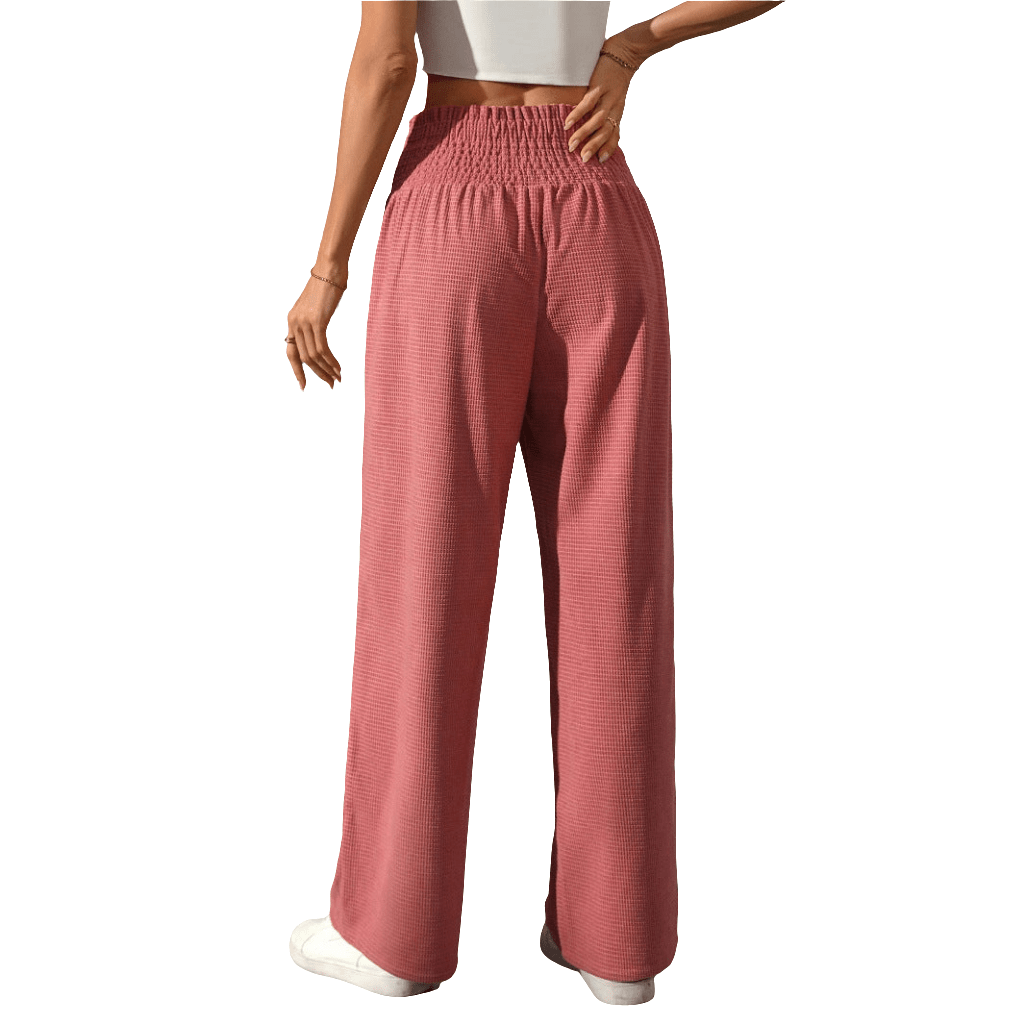 Einfarbige Damenhose mit hoher Taille - NDY
