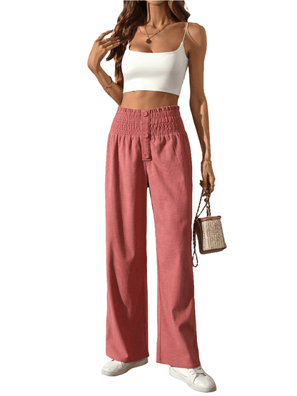 Einfarbige Damenhose mit hoher Taille - NDY