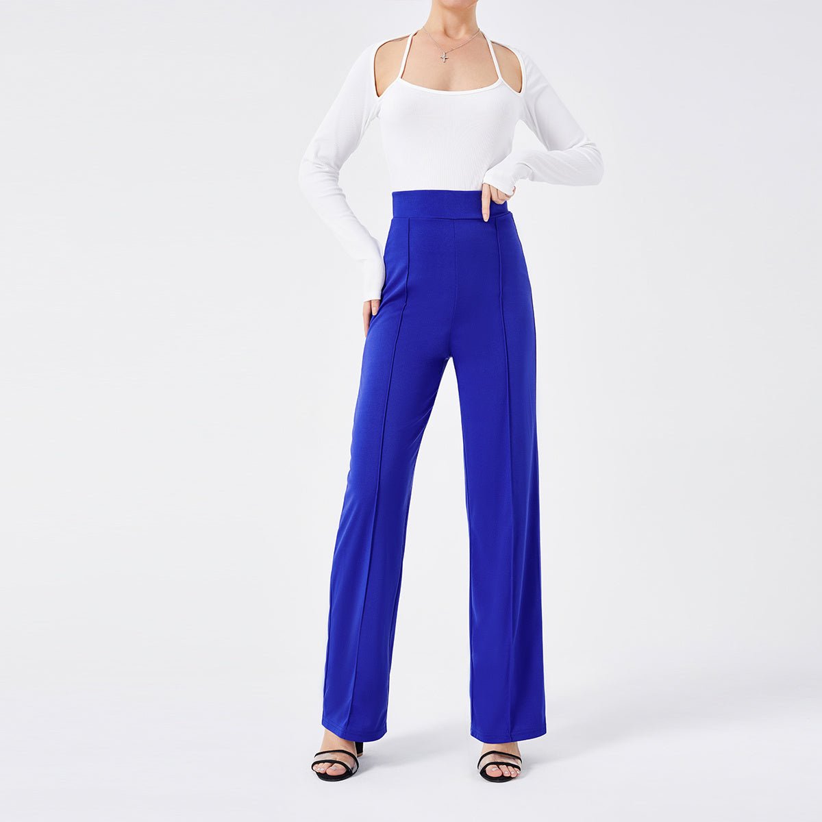 Einfarbige lässige Damen High Waist Hose Slim Fit - NDY