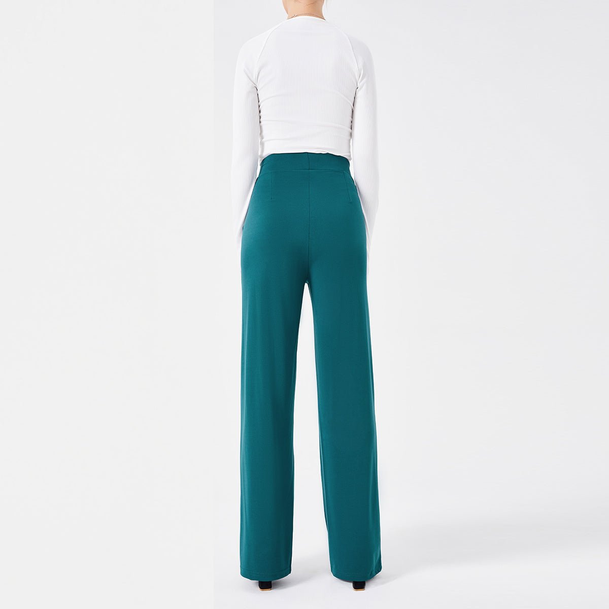 Einfarbige lässige Damen High Waist Hose Slim Fit - NDY