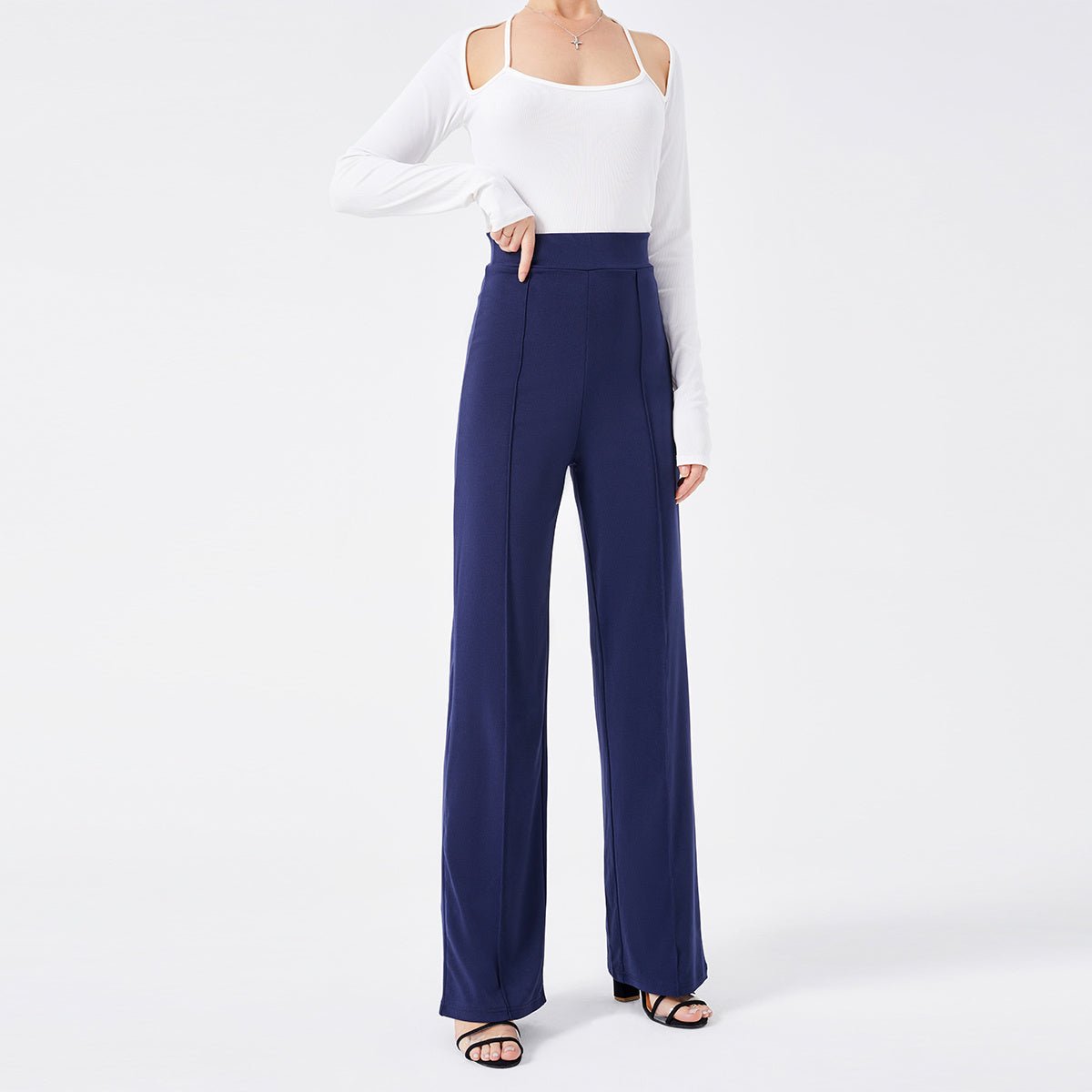Einfarbige lässige Damen High Waist Hose Slim Fit - NDY