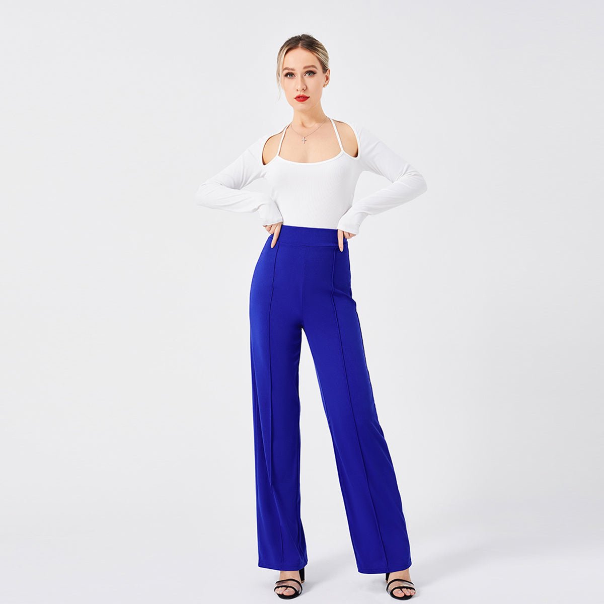 Einfarbige lässige Damen High Waist Hose Slim Fit - NDY