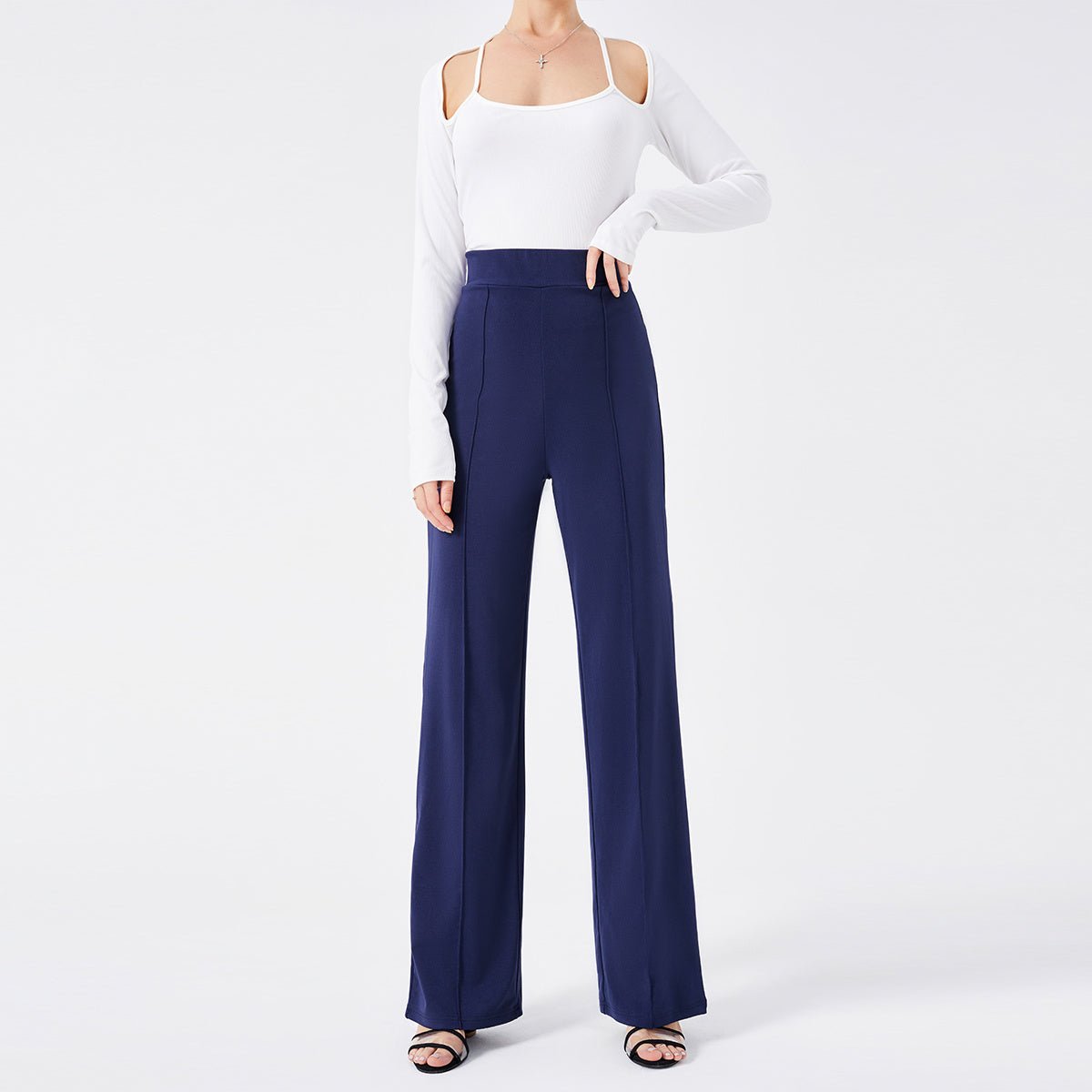 Einfarbige lässige Damen High Waist Hose Slim Fit - NDY