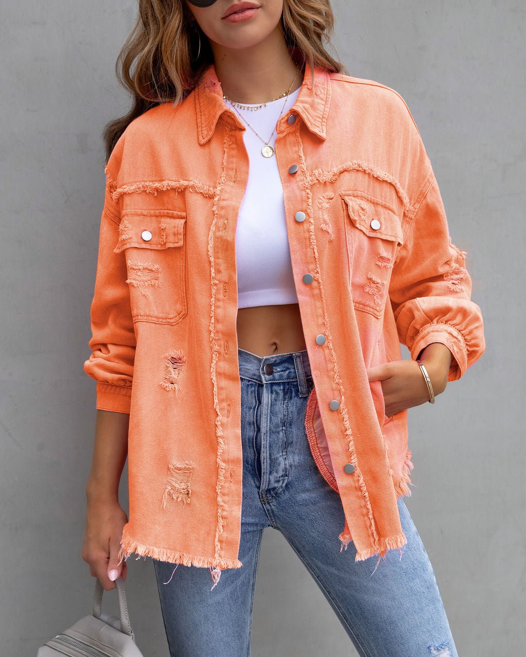 Herbst und Frühling Damen Mode Ripped Hemdjacke - NDY