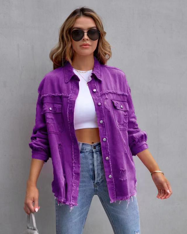 Herbst und Frühling Damen Mode Ripped Hemdjacke - NDY