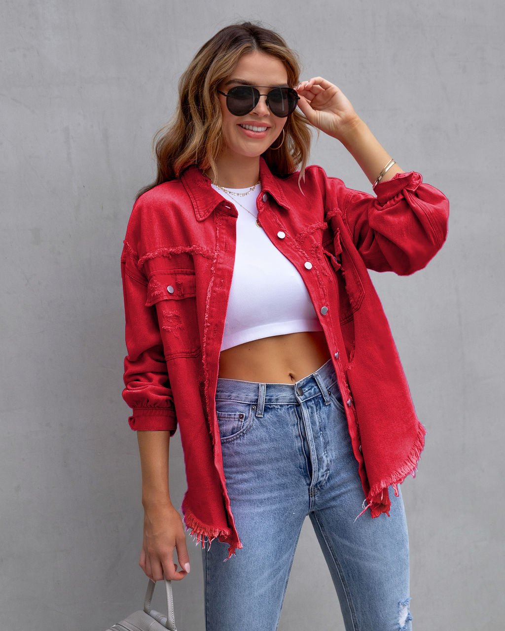 Herbst und Frühling Damen Mode Ripped Hemdjacke - NDY