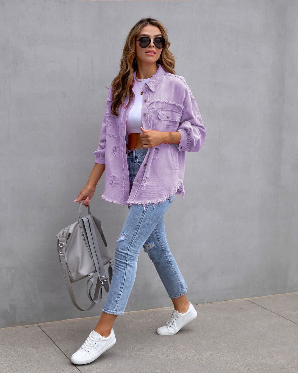 Herbst und Frühling Damen Mode Ripped Hemdjacke - NDY