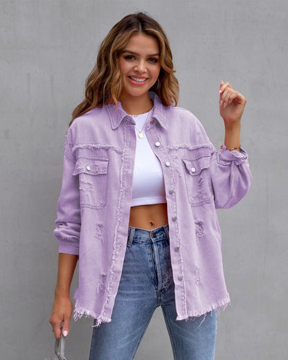 Herbst und Frühling Damen Mode Ripped Hemdjacke - NDY