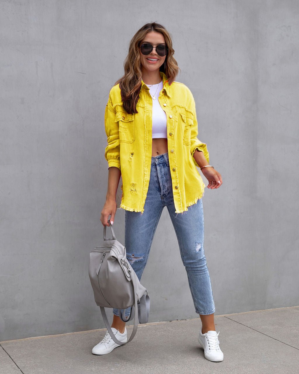 Herbst und Frühling Damen Mode Ripped Hemdjacke - NDY