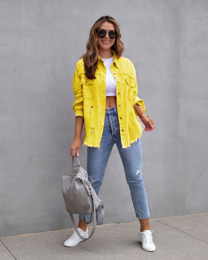 Herbst und Frühling Damen Mode Ripped Hemdjacke - NDY