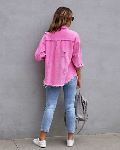 Herbst und Frühling Damen Mode Ripped Hemdjacke - NDY