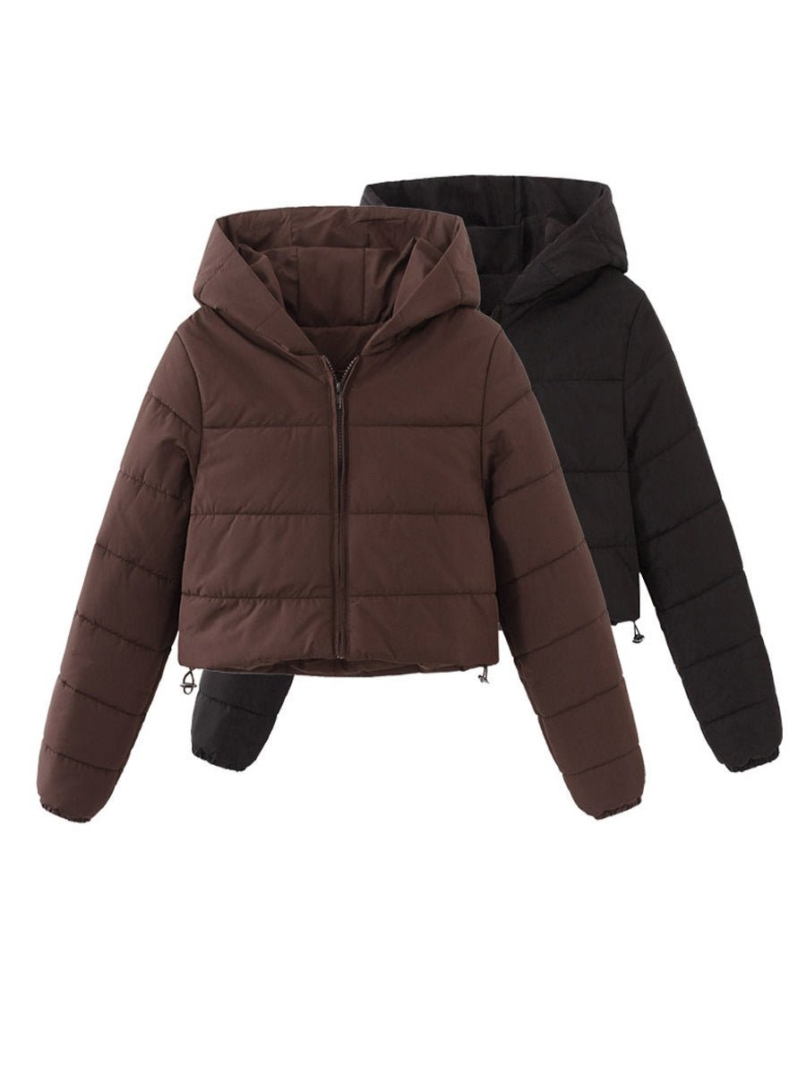 Kurze Mode Reißverschluss Winter Kapuzenjacke Damen - NDY