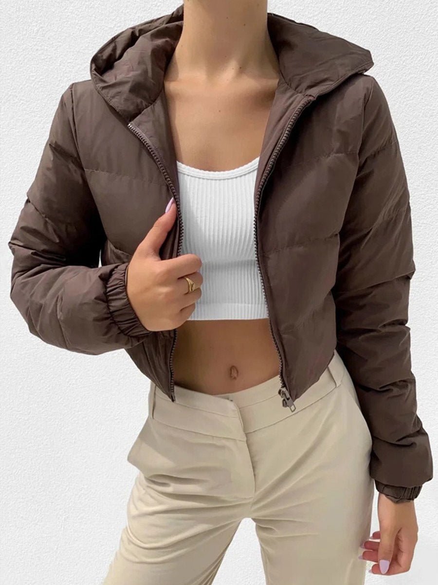 Kurze Mode Reißverschluss Winter Kapuzenjacke Damen - NDY