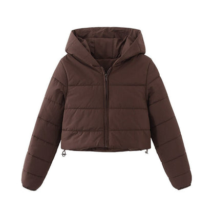 Kurze Mode Reißverschluss Winter Kapuzenjacke Damen - NDY
