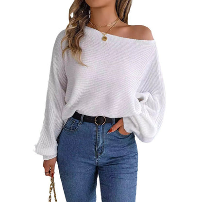 Lässiger, lockerer, einfarbiger Pullover - NDY