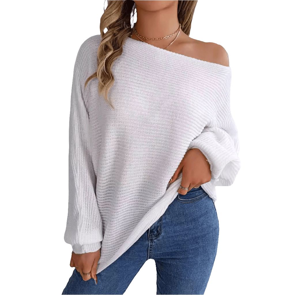 Lässiger, lockerer, einfarbiger Pullover - NDY