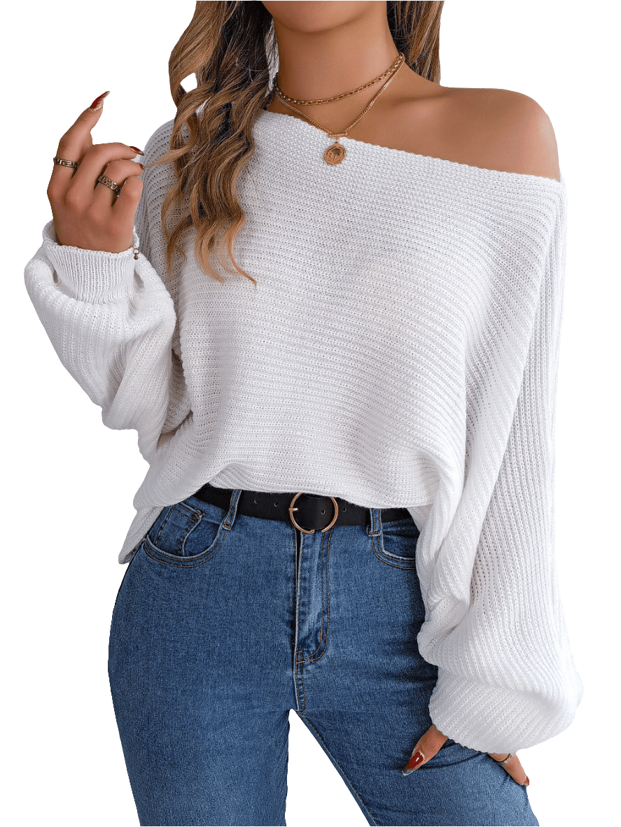 Lässiger, lockerer, einfarbiger Pullover - NDY
