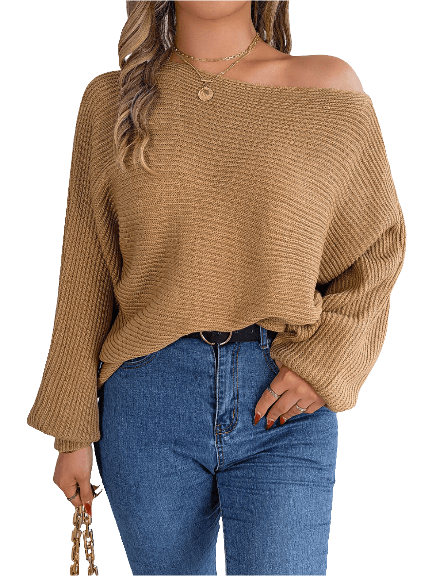 Lässiger, lockerer, einfarbiger Pullover - NDY