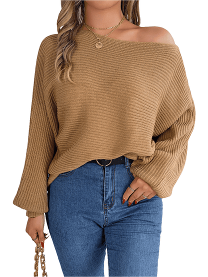 Lässiger, lockerer, einfarbiger Pullover - NDY