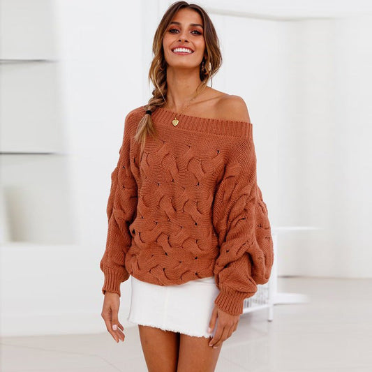 Schulterfreier Twist Strickpullover - NDY