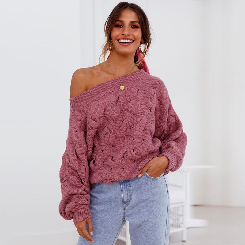 Schulterfreier Twist Strickpullover - NDY